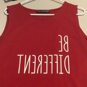 Red Sleeveless Top with Be Different